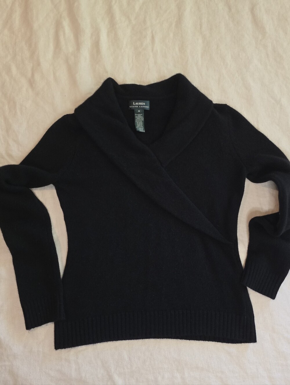 Ralph Lauren Wool Rolled V Neck Fitted Sweater